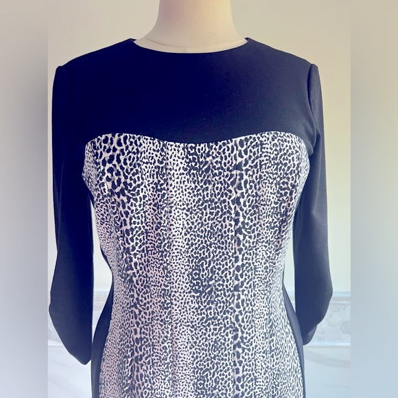 New Alex Marie Cheetah Leopard Print Stretch Jersey 3/4 Sleeves Dress 6 - Picture 2 of 8